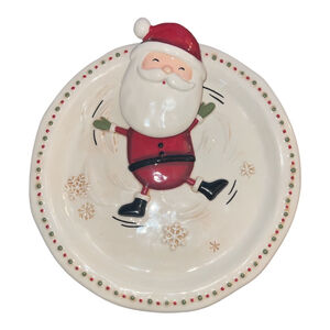 Grasslands Road Christmas Santa Plate White Red